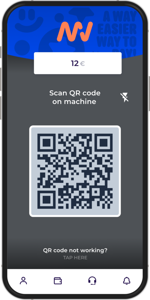 Scan the QR code on the machine and activate the app